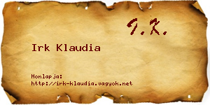 Irk Klaudia névjegykártya