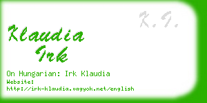 klaudia irk business card